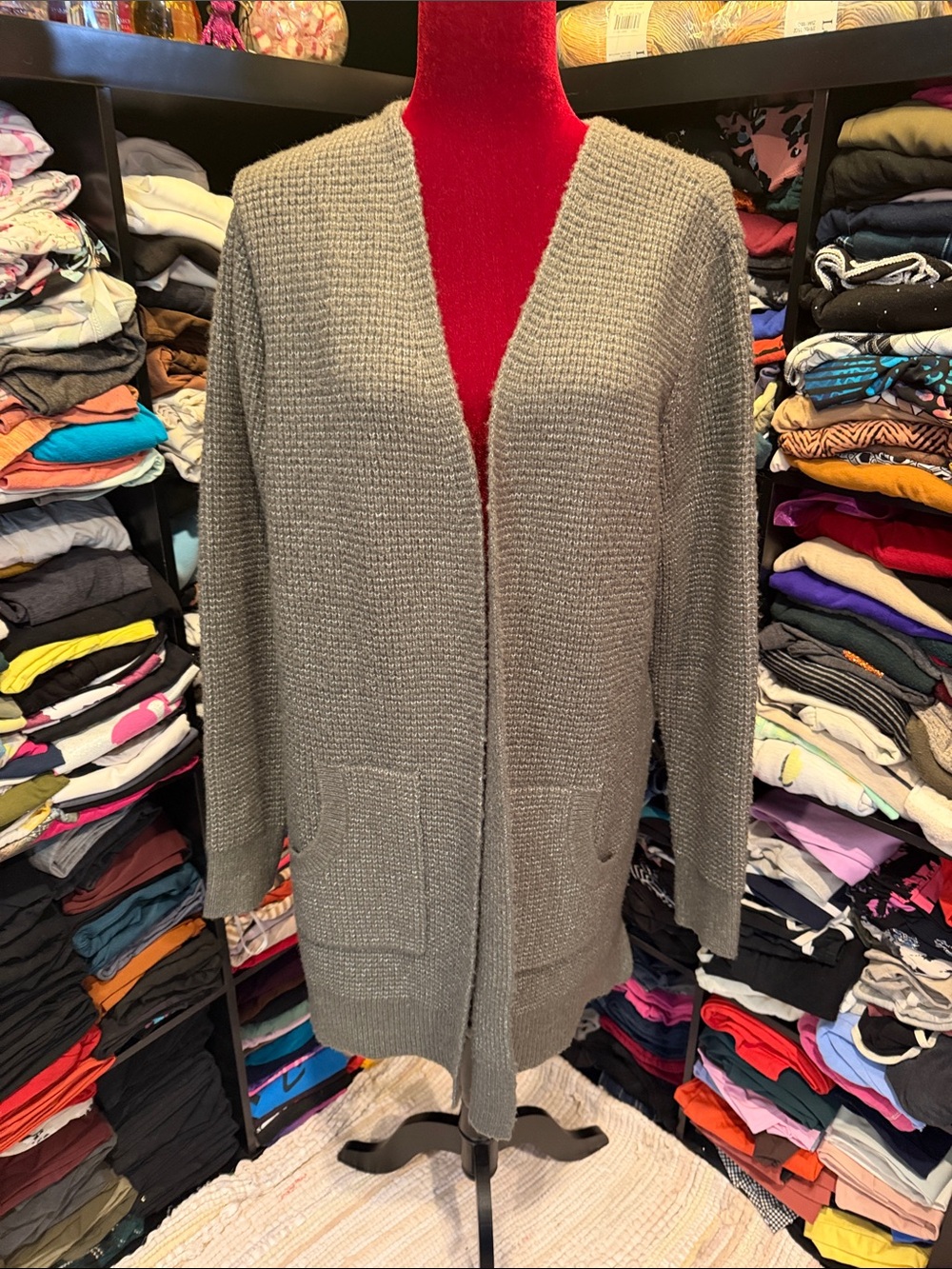 #689. Green knit cardigan